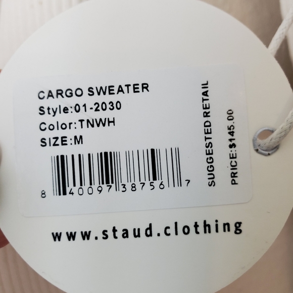 STAUD Colorblock Ribbed Cardigan in Tan White - Picture 7 of 7